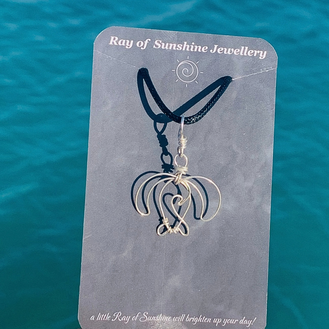 Sea Turtle Sterling Silver Necklace with my wave of the day! (hand made by me)