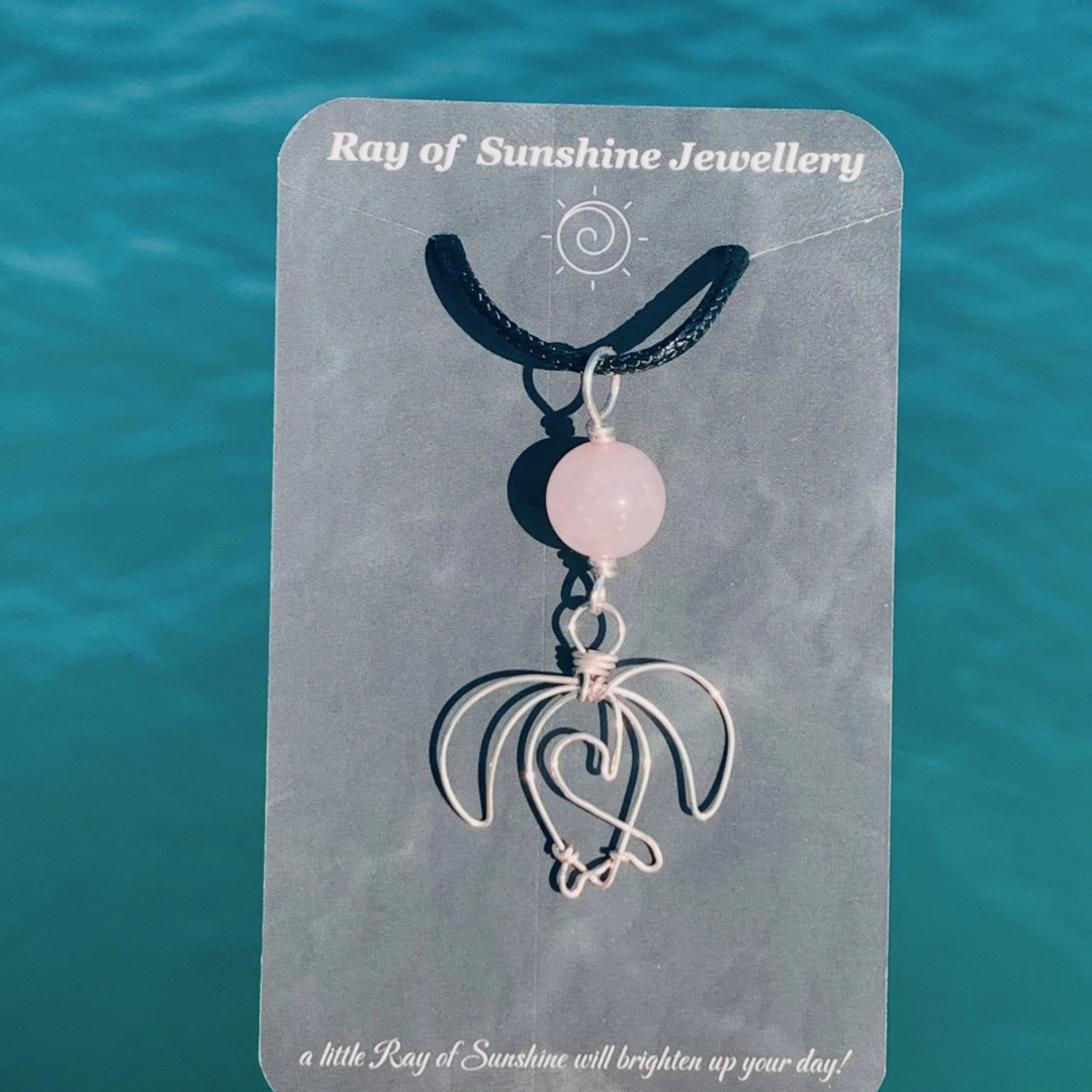 Sea Turtle, Wave & Gemstone Silver Necklace
