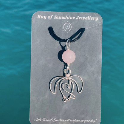 Sea Turtle, Wave & Gemstone Silver Necklace