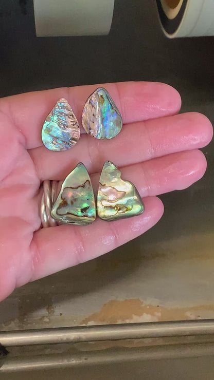 Hand-cut NZ Paua Shell Sterling Silver Earrings // Ray of Sunshine Jewellery