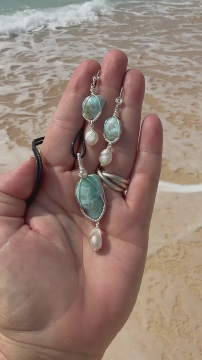 Larimar Pearl Sterling Silver Earrings // Ray of Sunshine Jewellery