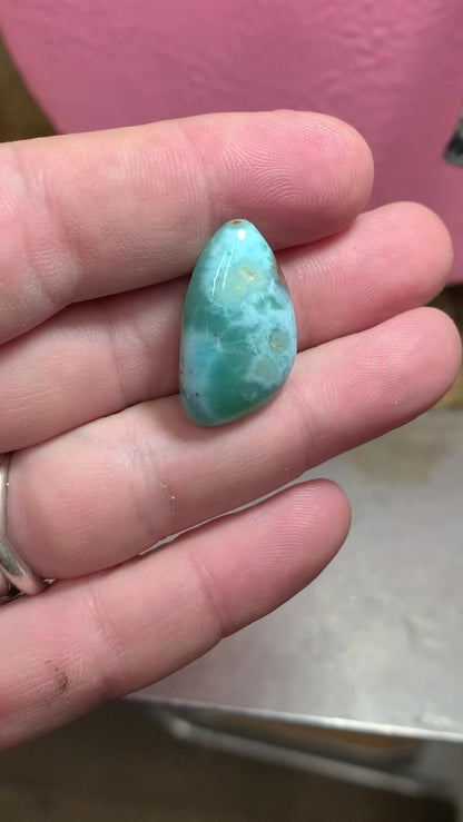 Hand-cut Larimar Pearl Sterling Silver Necklace // Ray of Sunshine Jewellery