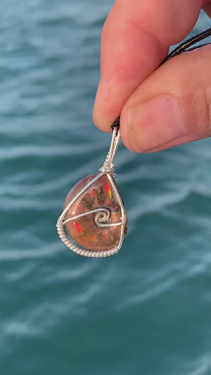 Hand-cut Ammonite wave Sterling Silver Necklace // Ray of Sunshine Jewellery